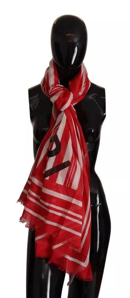 Dolce & Gabbana Red White Striped Capri Wrap Shawl Scarf - Hilstor