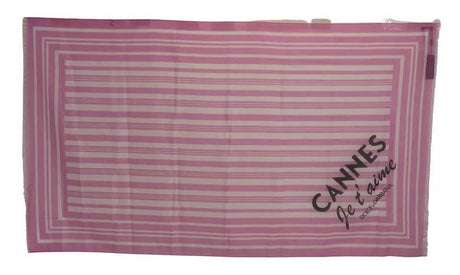 Dolce & Gabbana Pink White Striped Cannes Wrap Shawl Scarf - Hilstor