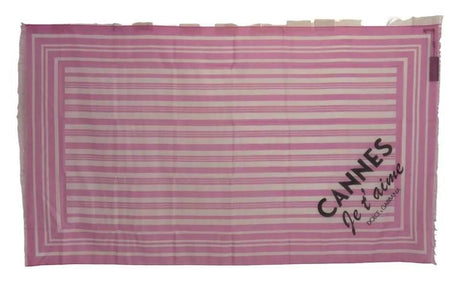 Dolce & Gabbana Pink White Striped Cotton Wrap Shawl Scarf - Hilstor