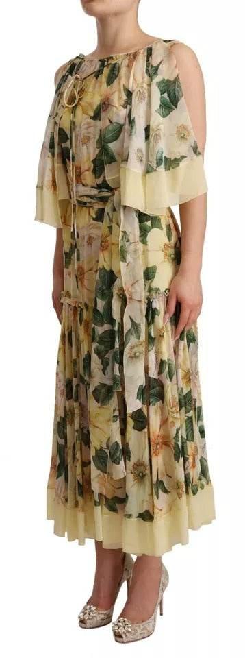 Dolce & Gabbana Multicolor Silk Floral Print Long Maxi Dress - Hilstor