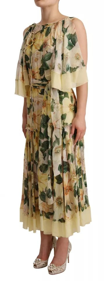 Dolce &amp; Gabbana Multicolor Silke Blomsterprint Lang Maxikjole