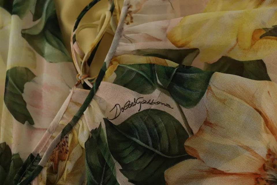 Dolce &amp; Gabbana Multicolor Silke Blomsterprint Lang Maxikjole