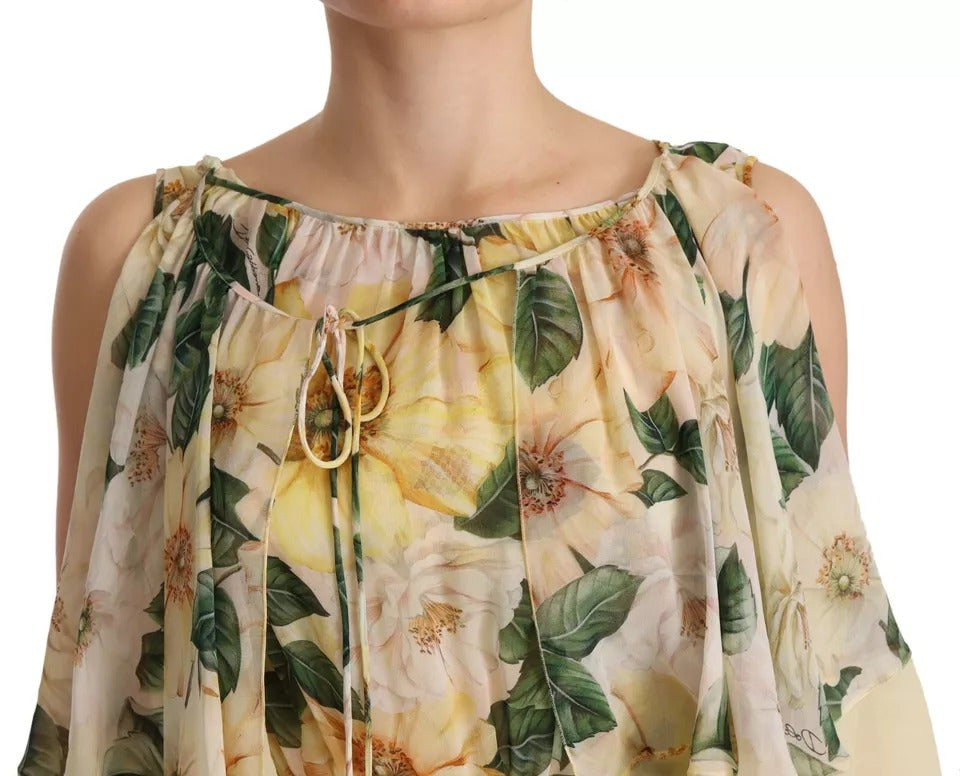 Dolce &amp; Gabbana Multicolor Silke Blomsterprint Lang Maxikjole