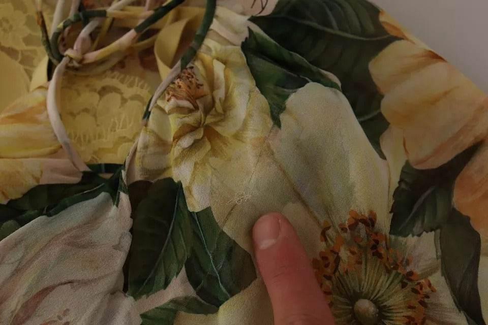 Dolce & Gabbana Multicolor Silk Floral Print Long Maxi Dress - Hilstor