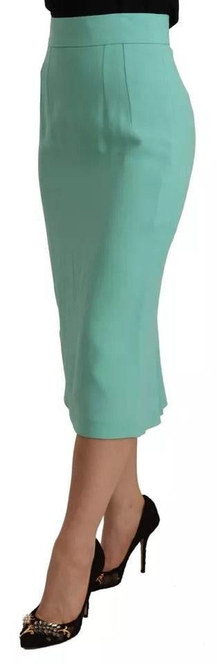 Dolce & Gabbana Mint Green Viscose Pencil Cut Midi Skirt - Hilstor