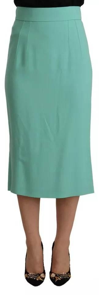 Dolce & Gabbana Mint Green Viscose Pencil Cut Midi Skirt - Hilstor