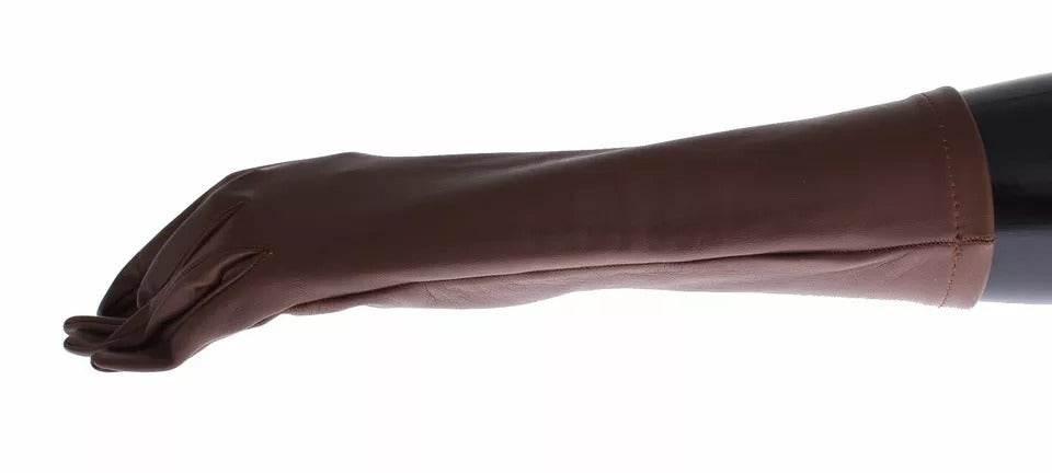 Dolce & Gabbana Brown Leather Wrist Slim Women Gloves - Hilstor