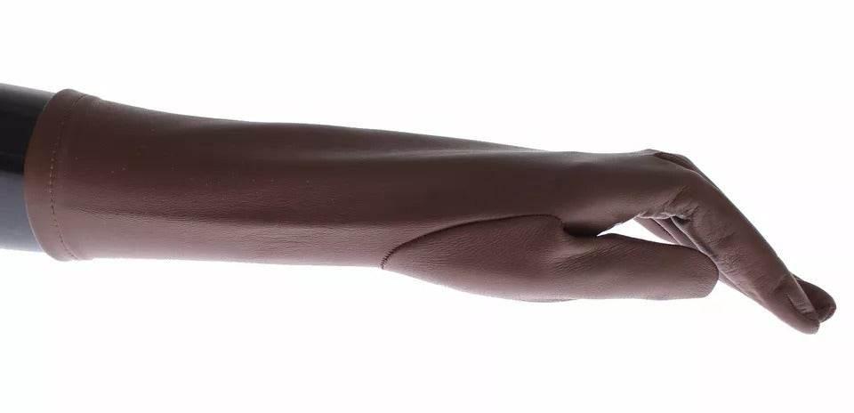 Dolce & Gabbana Brown Leather Wrist Slim Women Gloves - Hilstor