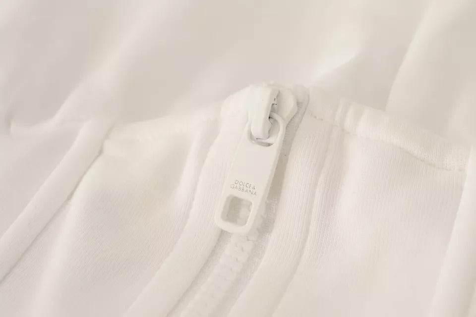 Dolce & Gabbana White Cotton Blend 3/4 Sleeves Blouse Top - Hilstor