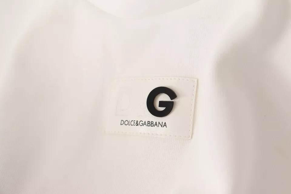 Dolce & Gabbana White Cotton Blend 3/4 Sleeves Blouse Top - Hilstor