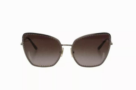 Dolce & Gabbana DG2212 Black Silver Oval Metal Frame Lace Logo Sunglasses - Hilstor