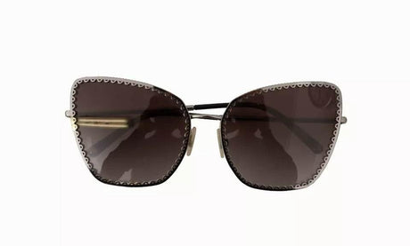 Dolce & Gabbana DG2212 Black Silver Oval Metal Frame Lace Logo Sunglasses - Hilstor