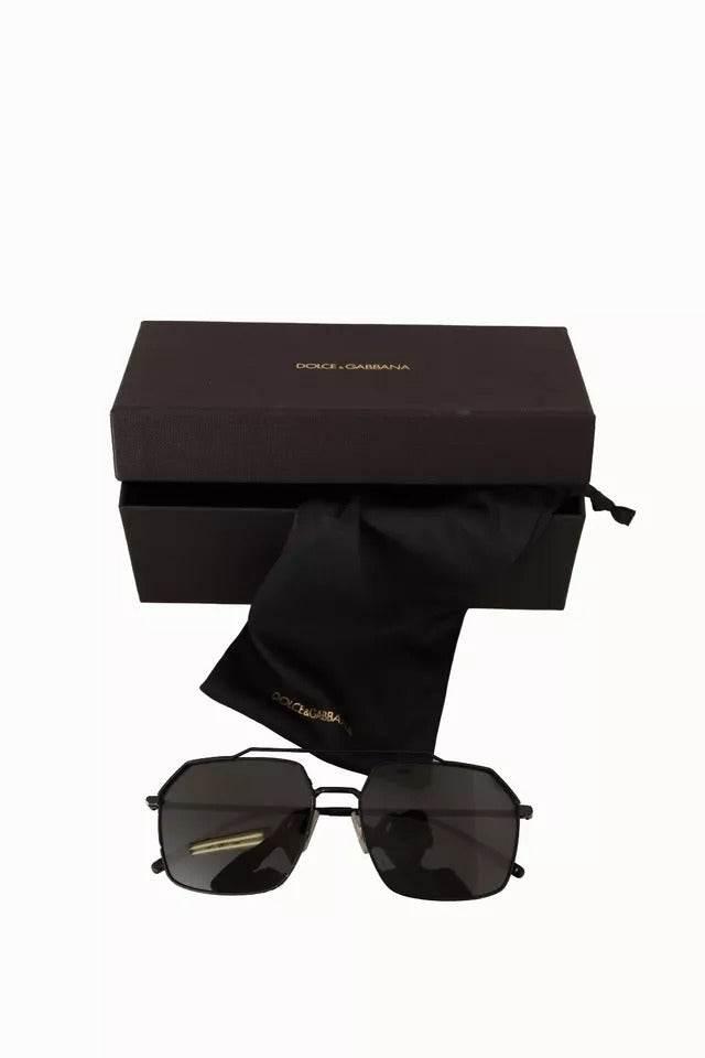 Dolce & Gabbana DG2250 Black Metal Full Rim Square Eyewear Sunglasses - Hilstor