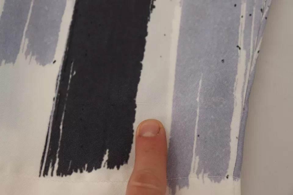 Dolce & Gabbana Blue Striped Silk Tapered Pants - Hilstor