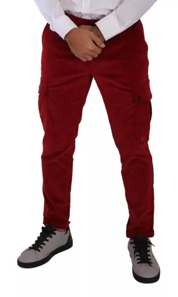 Dolce & Gabbana Red Corduroy Cotton Cargo Skinny Pants - Hilstor