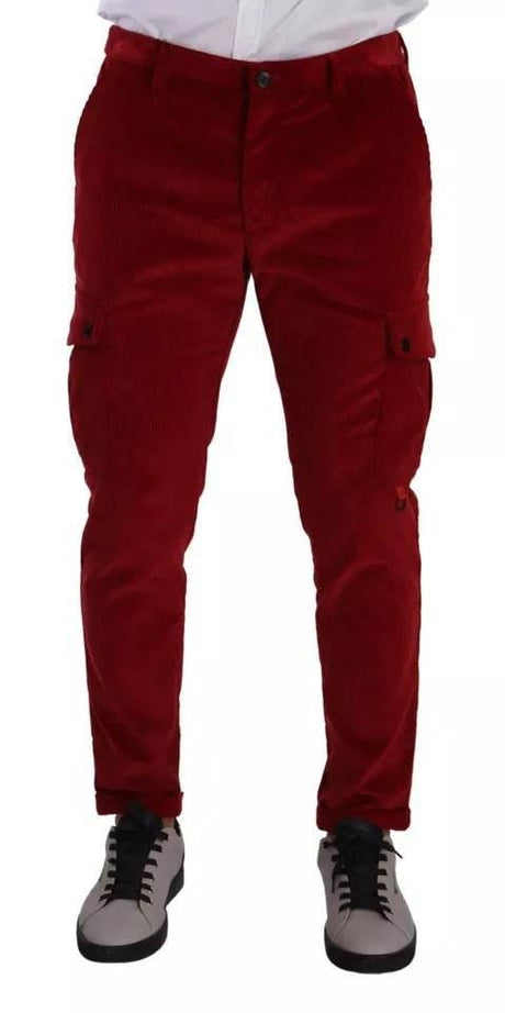 Dolce & Gabbana Red Corduroy Cotton Cargo Skinny Pants - Hilstor