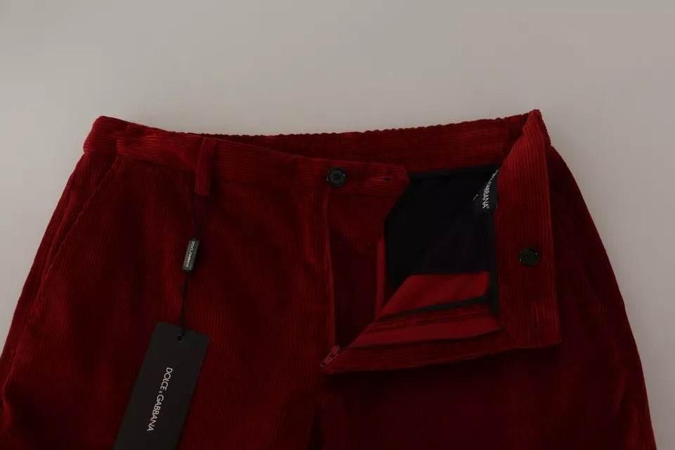 Dolce & Gabbana Red Corduroy Cotton Cargo Skinny Pants - Hilstor