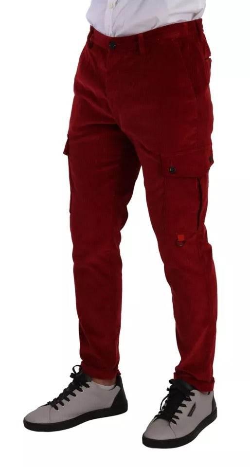 Dolce & Gabbana Red Corduroy Cotton Cargo Skinny Pants - Hilstor