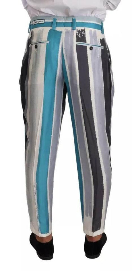 Dolce & Gabbana Multicolor Striped Silk Tapered Pants - Hilstor