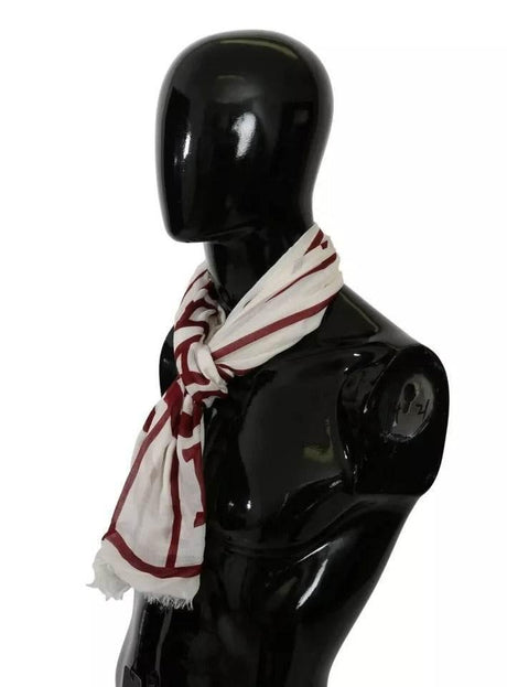 Dolce & Gabbana White Red Printed Wrap Shawl Modal Scarf - Hilstor