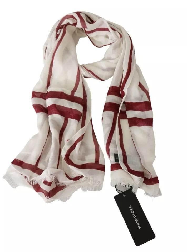 Dolce & Gabbana White Red Printed Wrap Shawl Modal Scarf - Hilstor