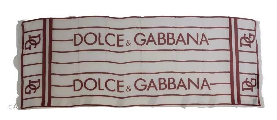 Dolce & Gabbana White Red Printed Wrap Shawl Modal Scarf - Hilstor