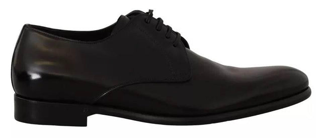 Dolce & Gabbana Black Leather Lace Up Mens Formal Derby Shoes - Hilstor