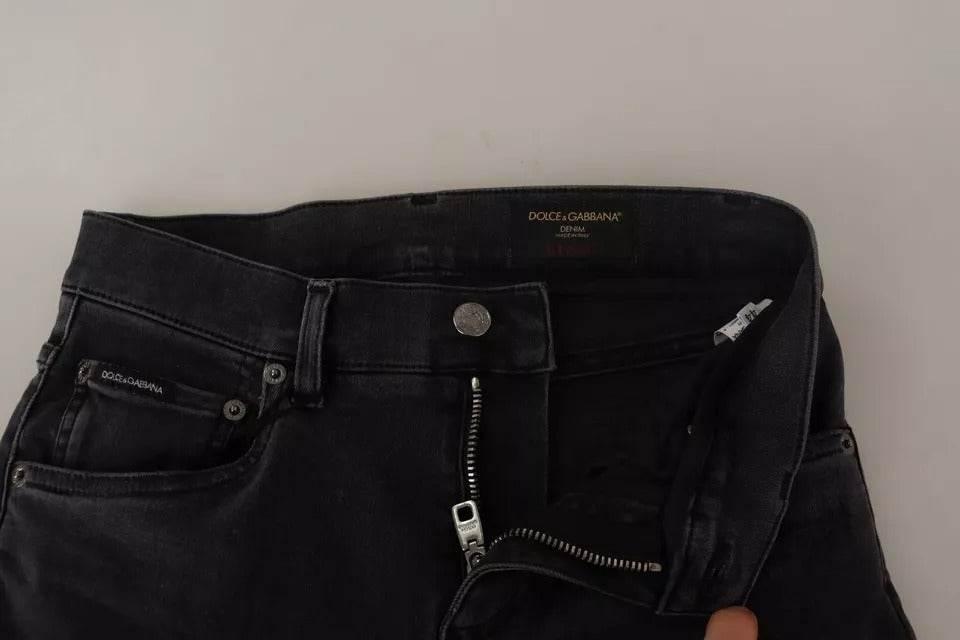 Dolce & Gabbana Gray Running Denim Stretch Logo Skinny Jeans - Hilstor