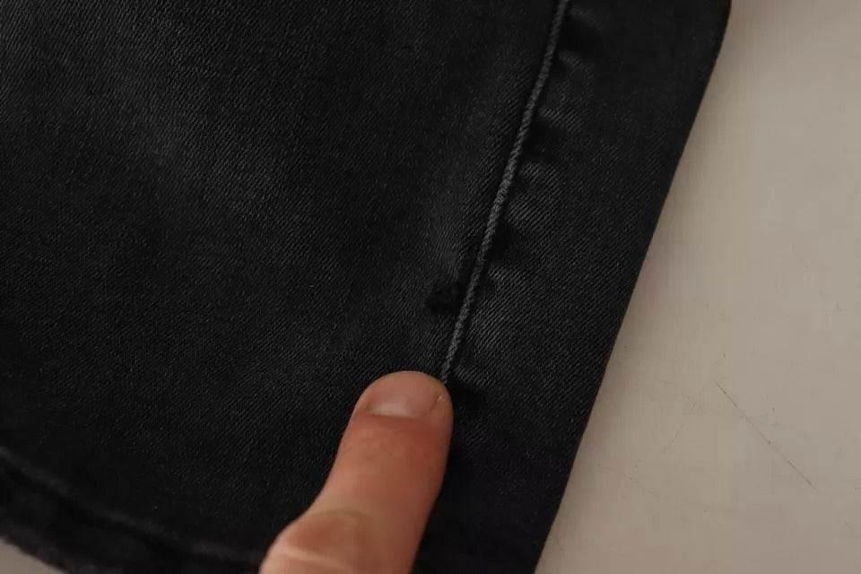 Dolce & Gabbana Gray Running Denim Stretch Logo Skinny Jeans - Hilstor