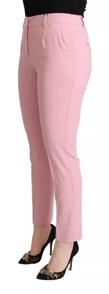 Dolce & Gabbana Pink Wool Mid Waist Tapered Pants - Hilstor
