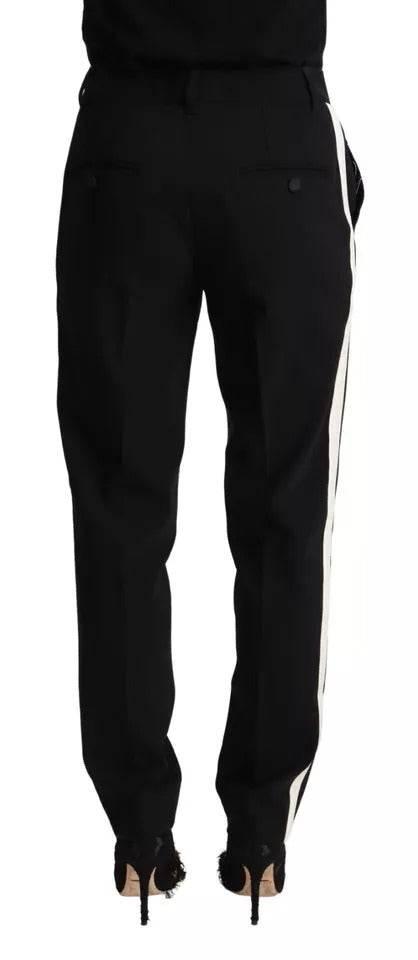 Dolce & Gabbana sorte hvide striber uld tilspidsede bukser