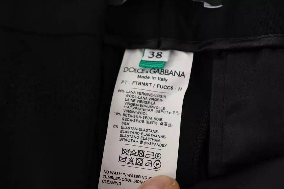 Dolce & Gabbana sorte hvide striber uld tilspidsede bukser