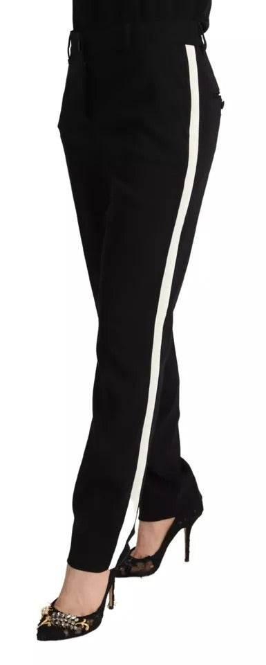 Dolce & Gabbana sorte hvide striber uld tilspidsede bukser