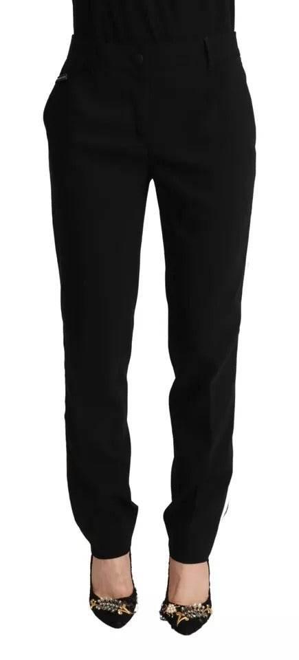 Dolce & Gabbana sorte hvide striber uld tilspidsede bukser
