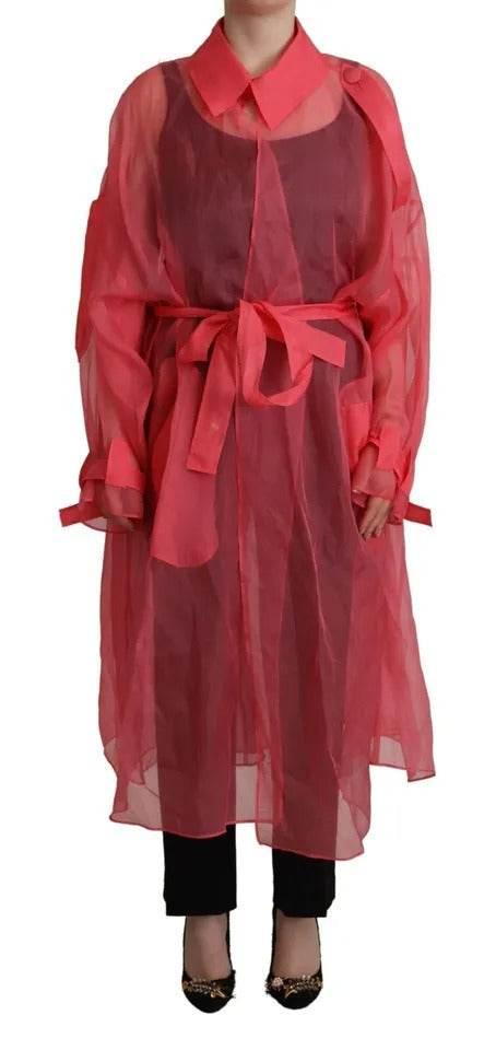 Dolce & Gabbana Pink Silk Organza Belted Coat Jacket - Hilstor