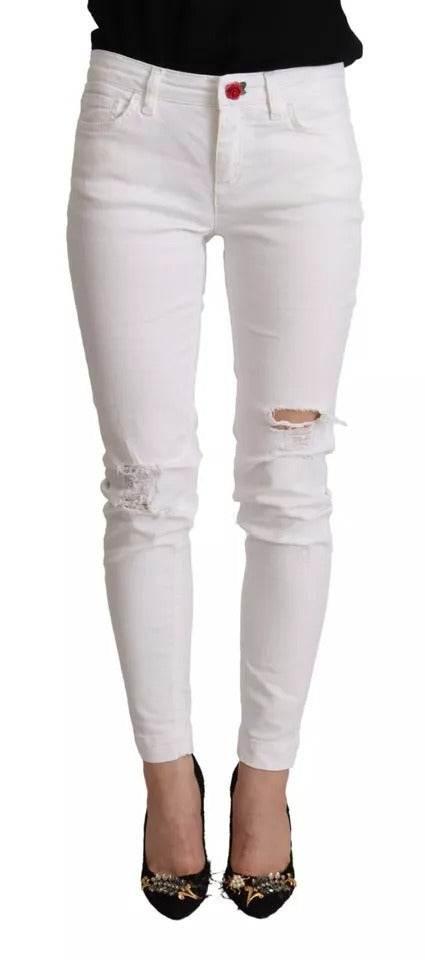 Dolce & Gabbana White Cotton Denim Pretty Slim Fit Jeans - Hilstor