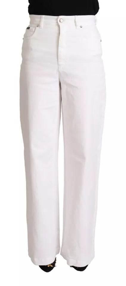 Dolce & Gabbana White MONICA Boot Cut Cotton Denim Jeans - Hilstor