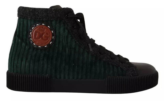 Dolce & Gabbana Green Corduroy High Tops Sneakers Mens Casual Shoes - Hilstor