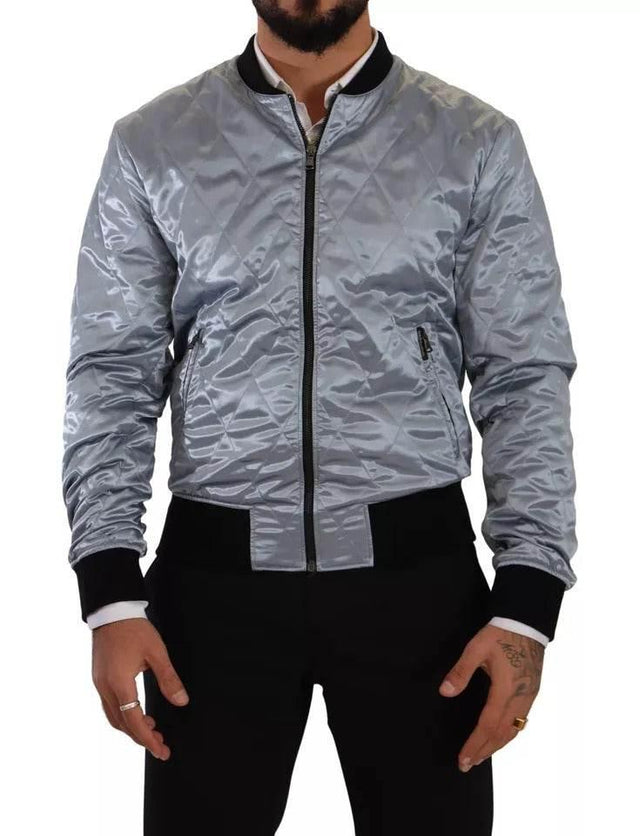 Dolce & Gabbana Light Blue Bomber Coat Men Jacket - Hilstor