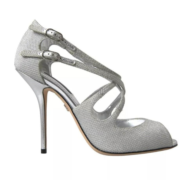 Dolce & Gabbana Silver Shimmers Sandals Heel Pumps Shoes - Hilstor