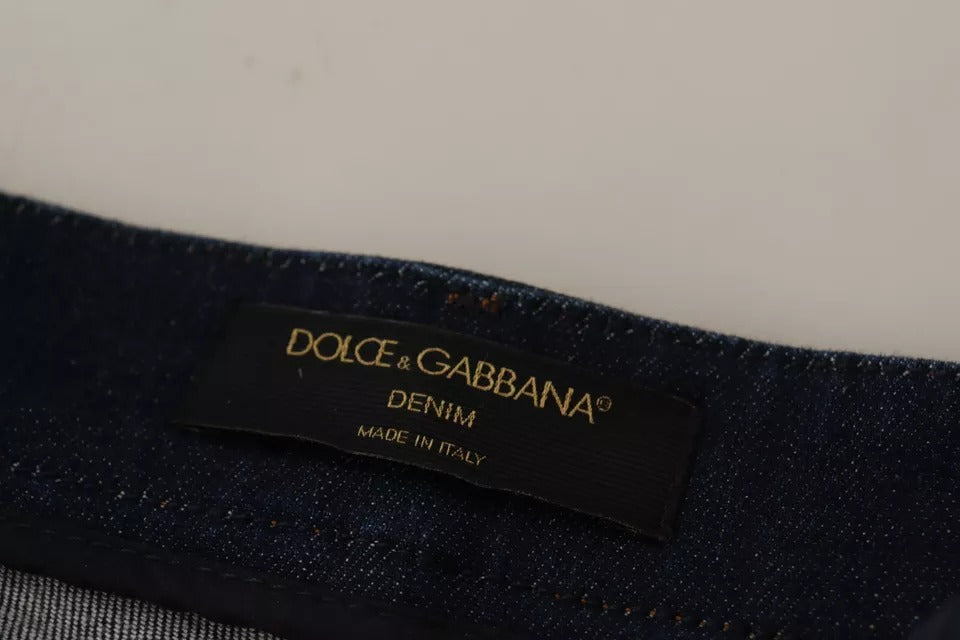 Dolce &amp; Gabbana mørkeblå udsmykkede denim Hot Pants Shorts
