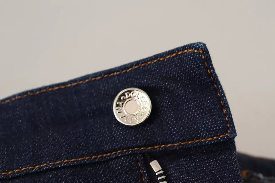 Dolce &amp; Gabbana mørkeblå udsmykkede denim Hot Pants Shorts