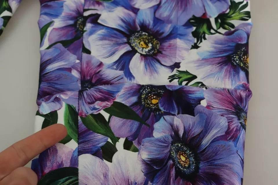 Dolce & Gabbana Purple Floral Print Tapered Cotton Pants - Hilstor