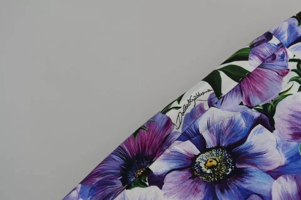 Dolce & Gabbana Purple Floral Print Tapered Cotton Pants - Hilstor