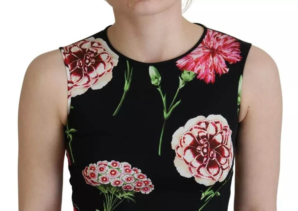 Dolce & Gabbana Black Floral Sleeveless Tank Top Silk Blouse - Hilstor