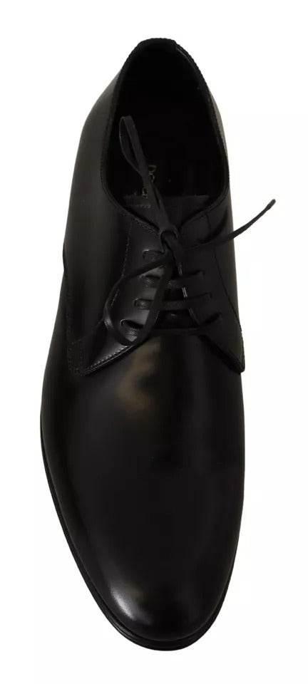 Dolce & Gabbana Black Leather Lace Up Mens Formal Derby Shoes - Hilstor