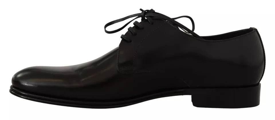 Dolce & Gabbana Black Leather Lace Up Mens Formal Derby Shoes - Hilstor