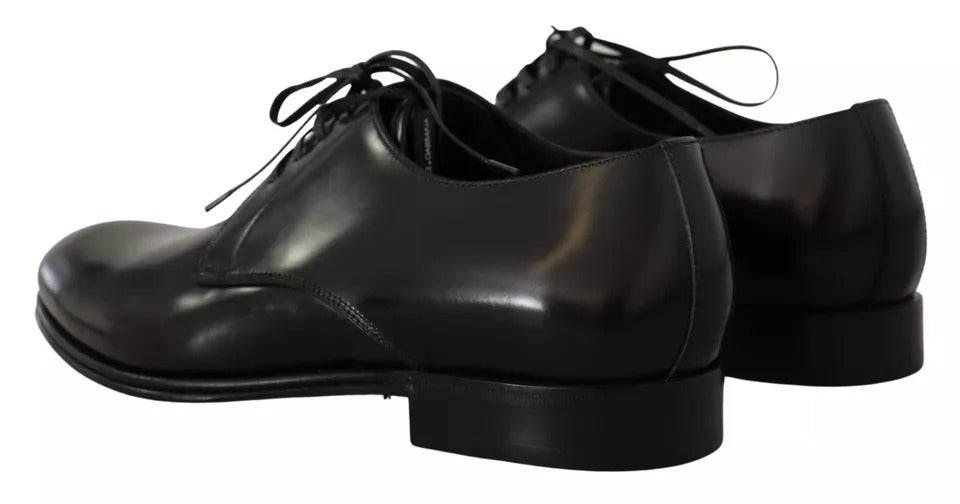 Dolce & Gabbana Black Leather Lace Up Mens Formal Derby Shoes - Hilstor