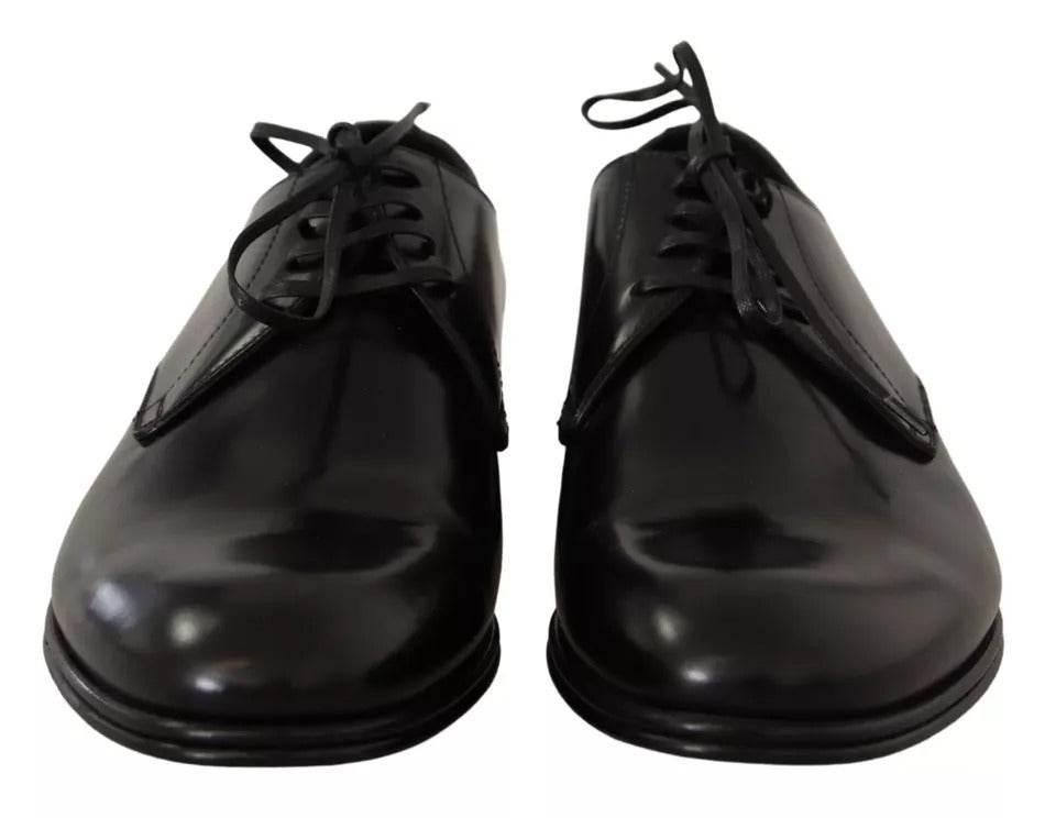 Dolce & Gabbana Black Leather Lace Up Mens Formal Derby Shoes - Hilstor