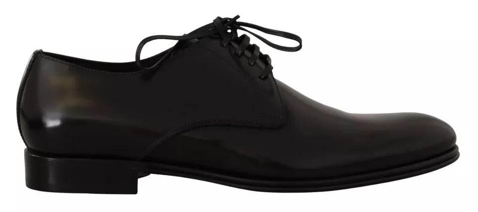 Dolce & Gabbana Black Leather Lace Up Mens Formal Derby Shoes - Hilstor